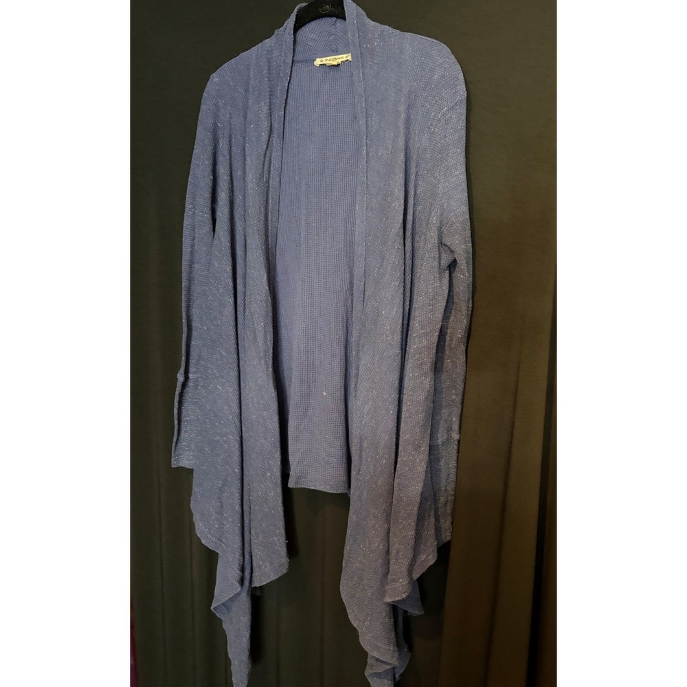 Women's Blue RuffHewn Waffle Knit Cardigan Size M - Picture 2 of 8